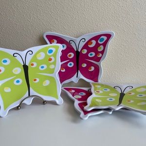 Butterfly Salad Dessert Appetizer Melamine Plates Set of 4